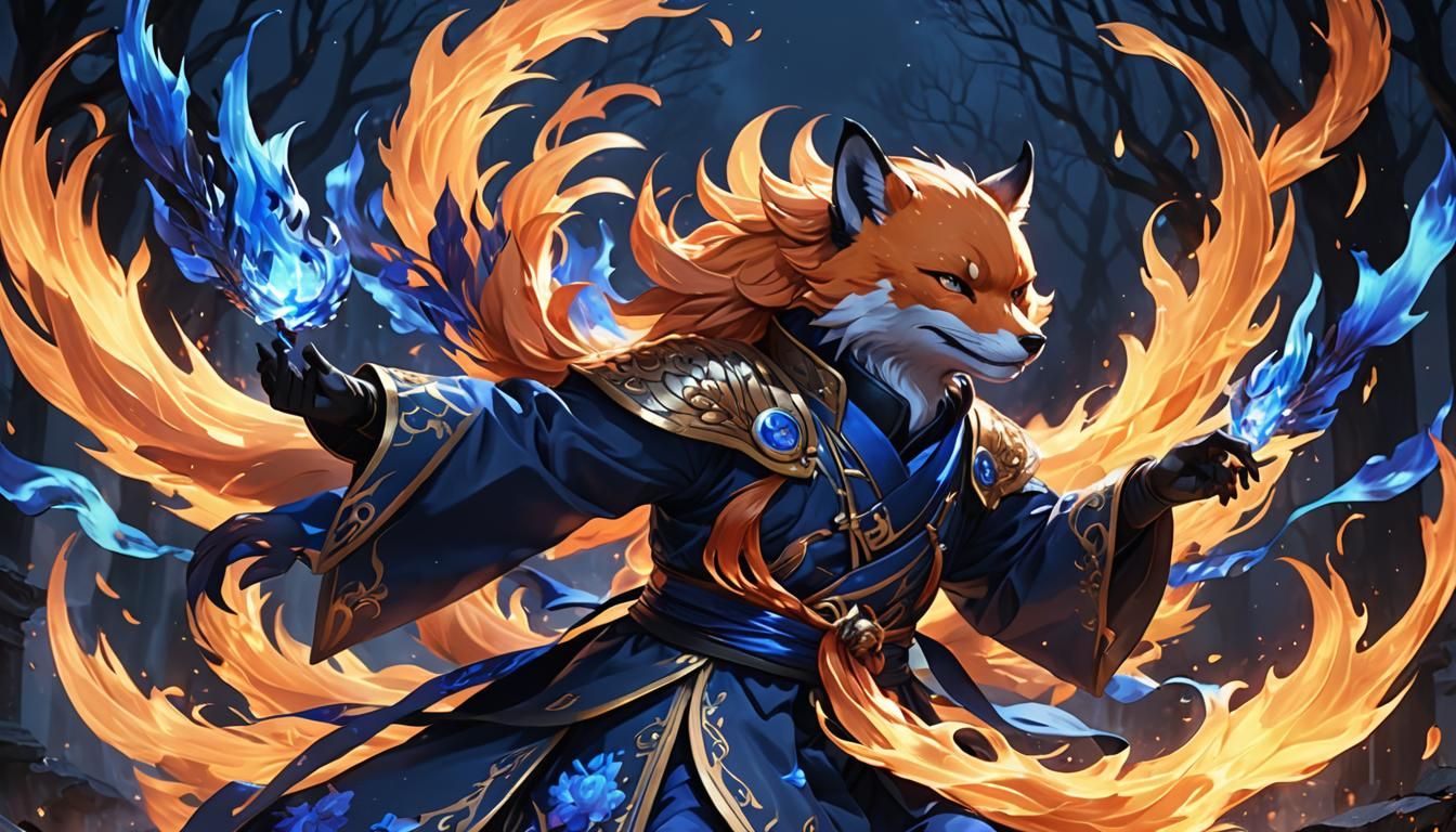 Sapphire Firefox Dancing in Azure Flames