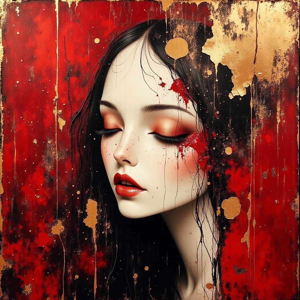 Morbid Gold Leaf Artwork in Oil Painting Style