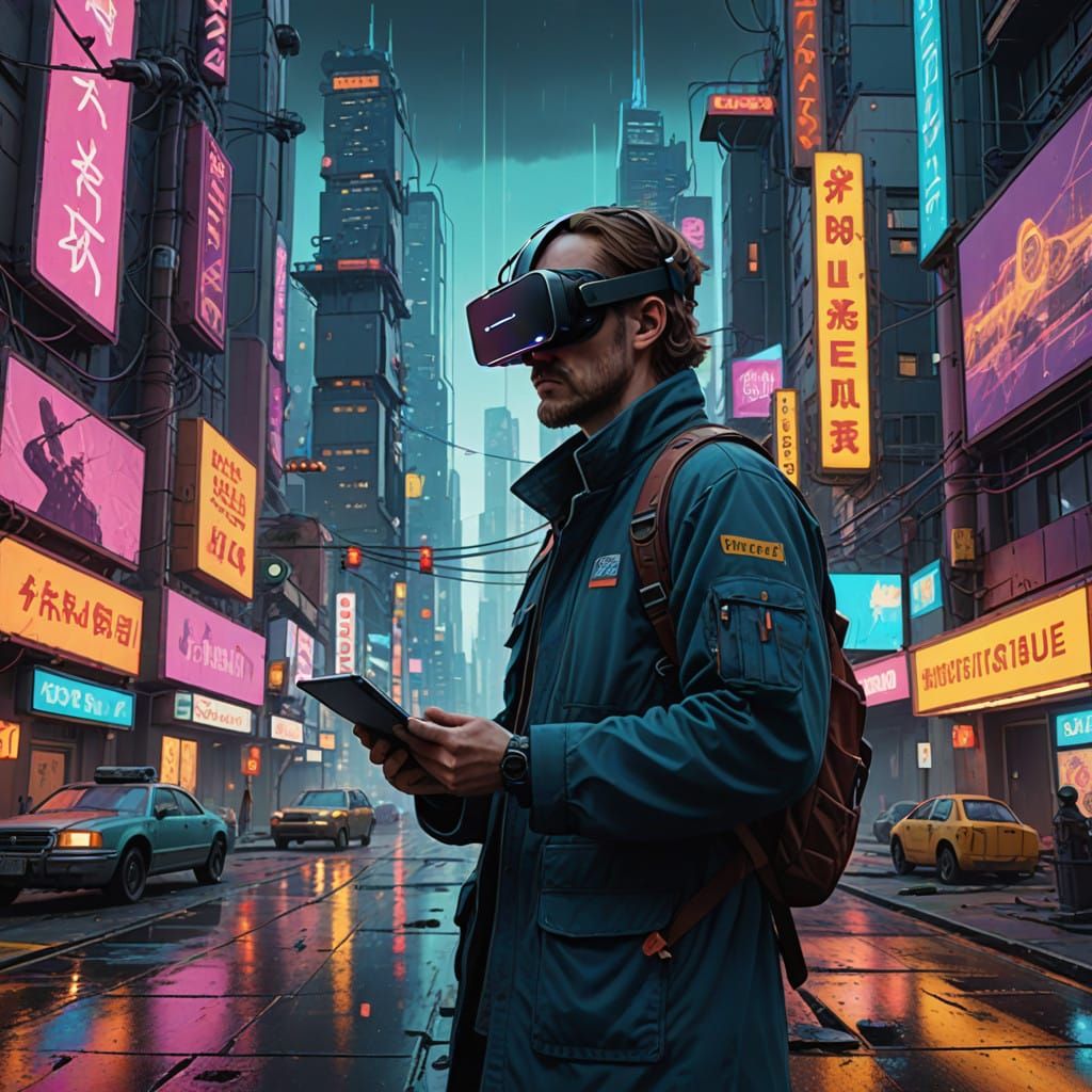 Futuristic Virtual Land Tycoon Amidst Neon Metropolis