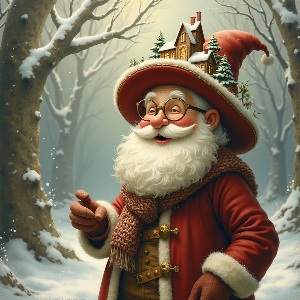 Santa's Helper in Whimsical Winter Wonderland