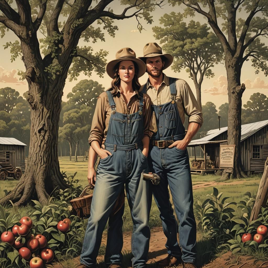 Redneck Adam and Eve in Southern Garden of Eden