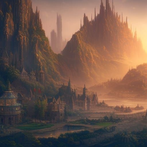 Fantastical Garden City Matte Painting