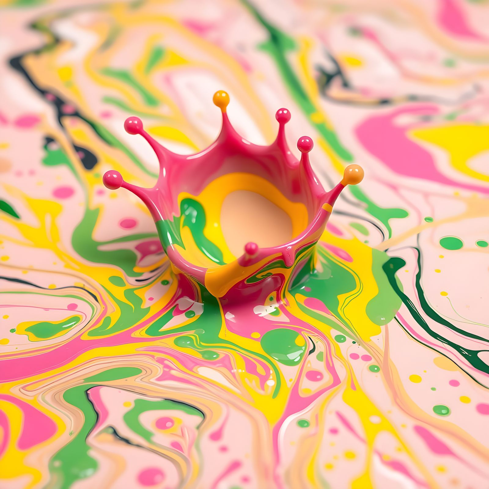Vibrant Pop Art Splatter in Bright Pink, Green, and Yellow