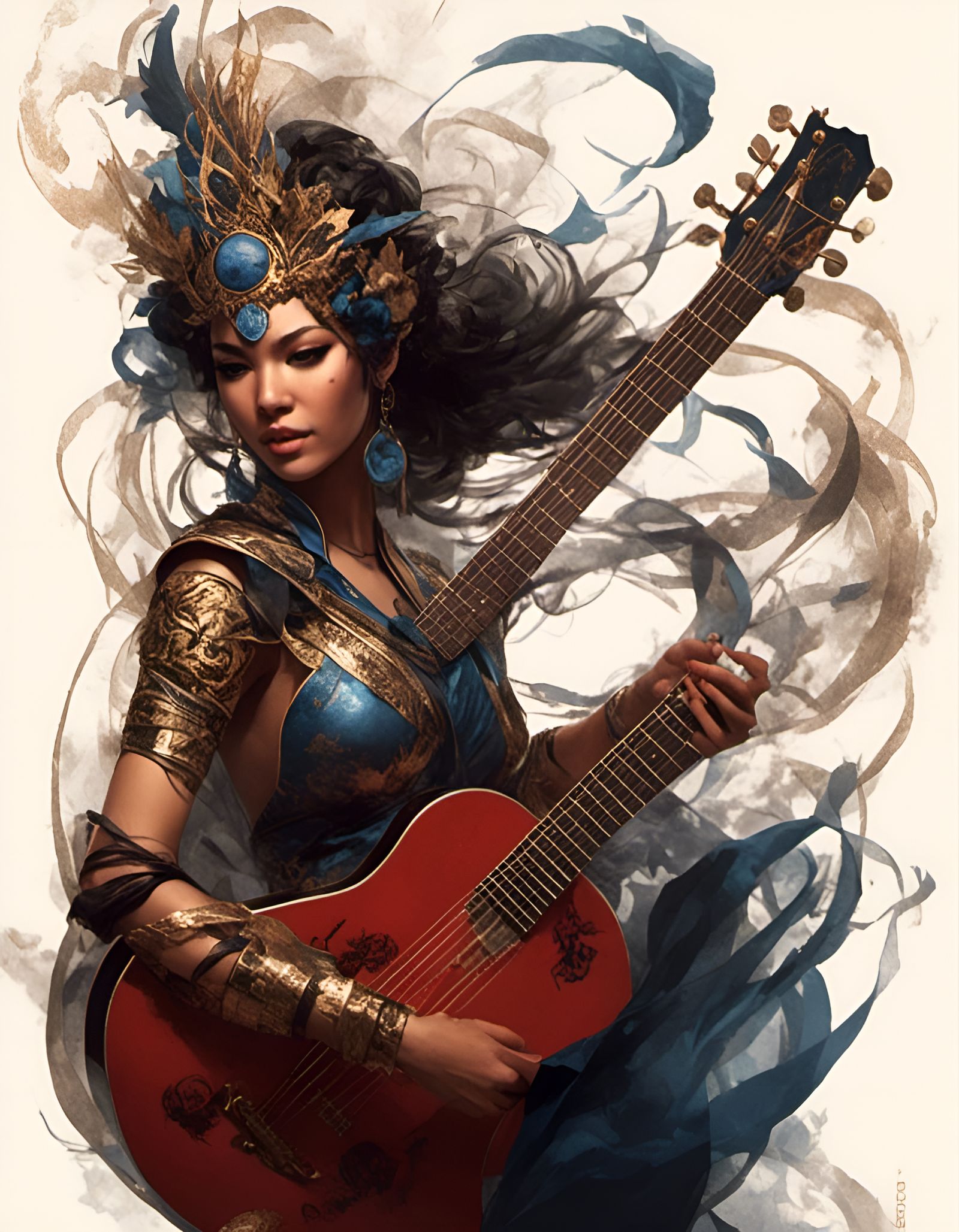 Guitar Goddess Kitana in Gothic Art Style