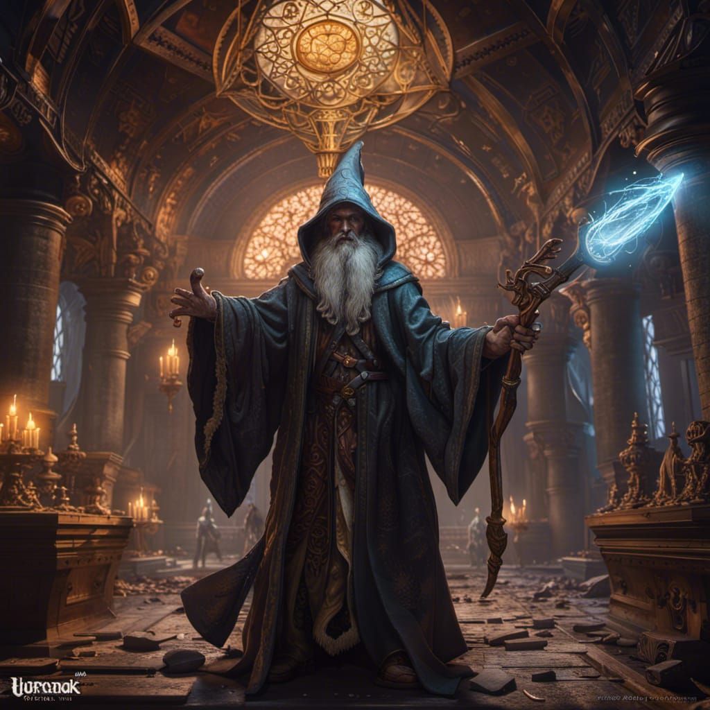 Wizard in Dark Fantasy Style, Detailed Digital Art