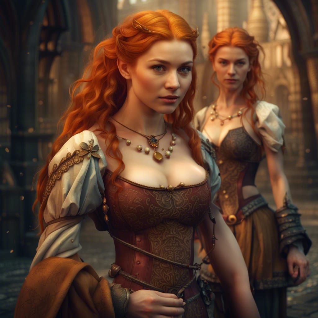 Medieval Fantasy: Two Women in Detailed Art