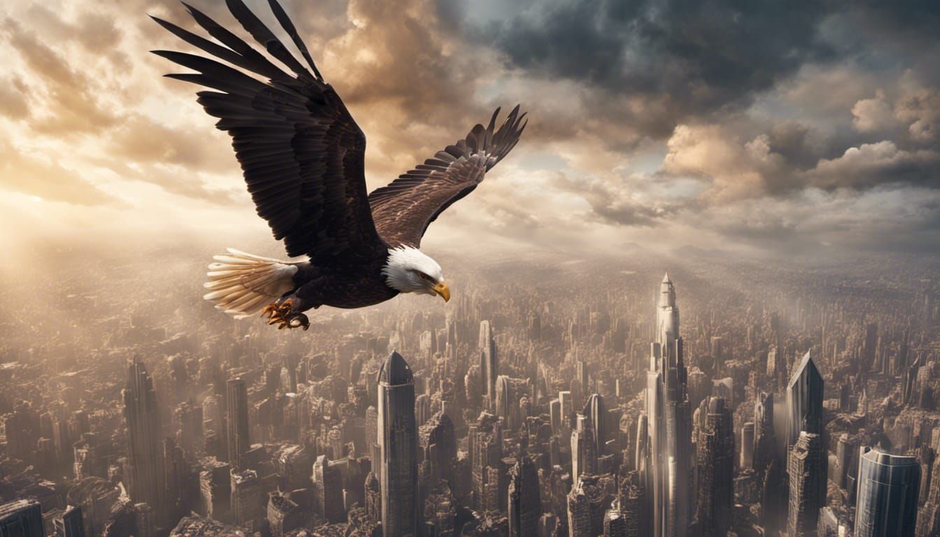 Eagle Airplane Soaring in Dramatic Digital Art