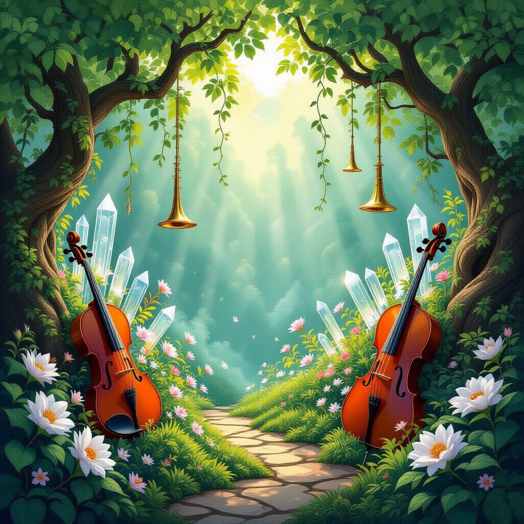 Botanical Garden of Musical Instruments in Art Nouveau Style