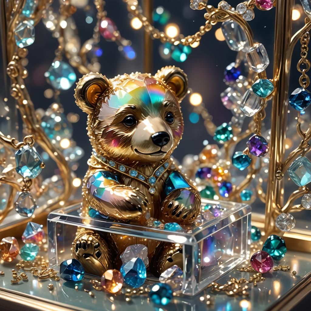 Enamel Bear in Jewelry Box: Pixar-Style Still Life