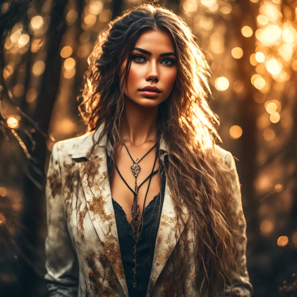 Fantasy Portrait: Braided Woman in Golden Light
