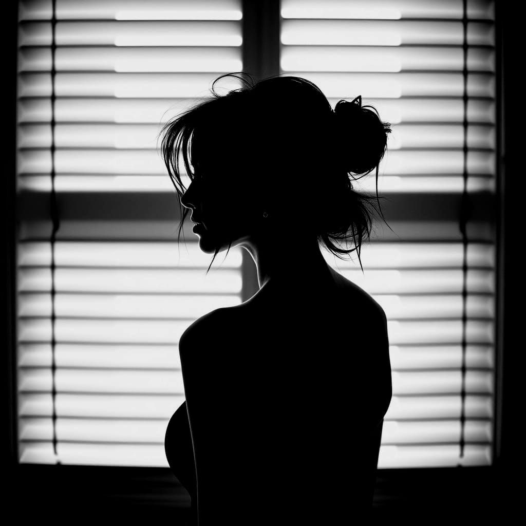 Striking Black and White Portrait of Woman by Window