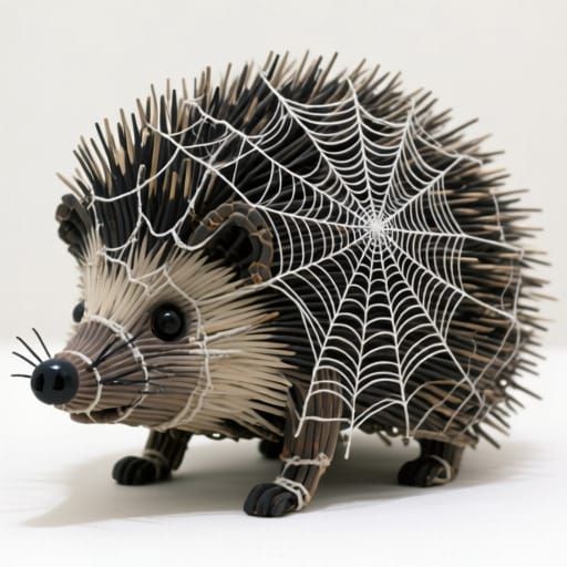 Spiderweb Hedgehog in Mixed Artistic Styles