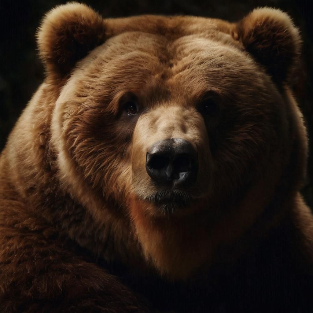 Playful Kodiak Bear in Darkness: Photographic Study