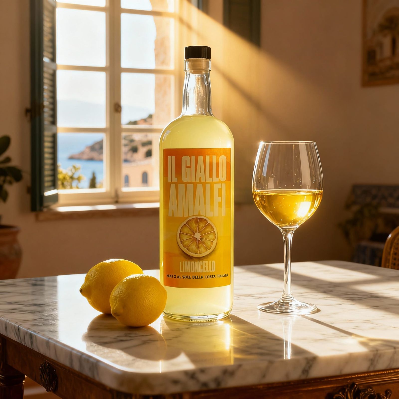 Limoncello Advertising Poster with Italian Summer Ambiance