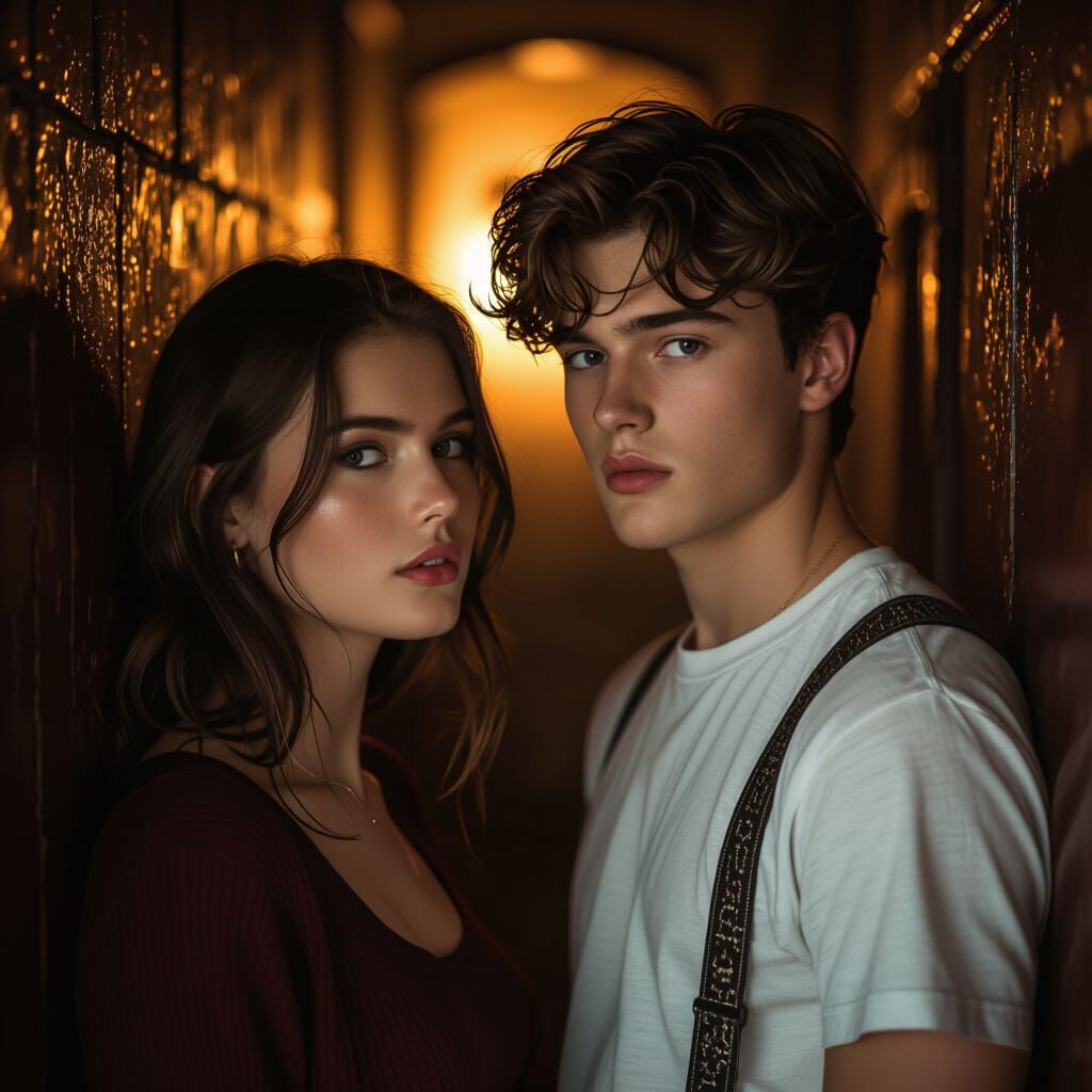 Tense Encounter: Woman Looks Away, Man Stares Intensely