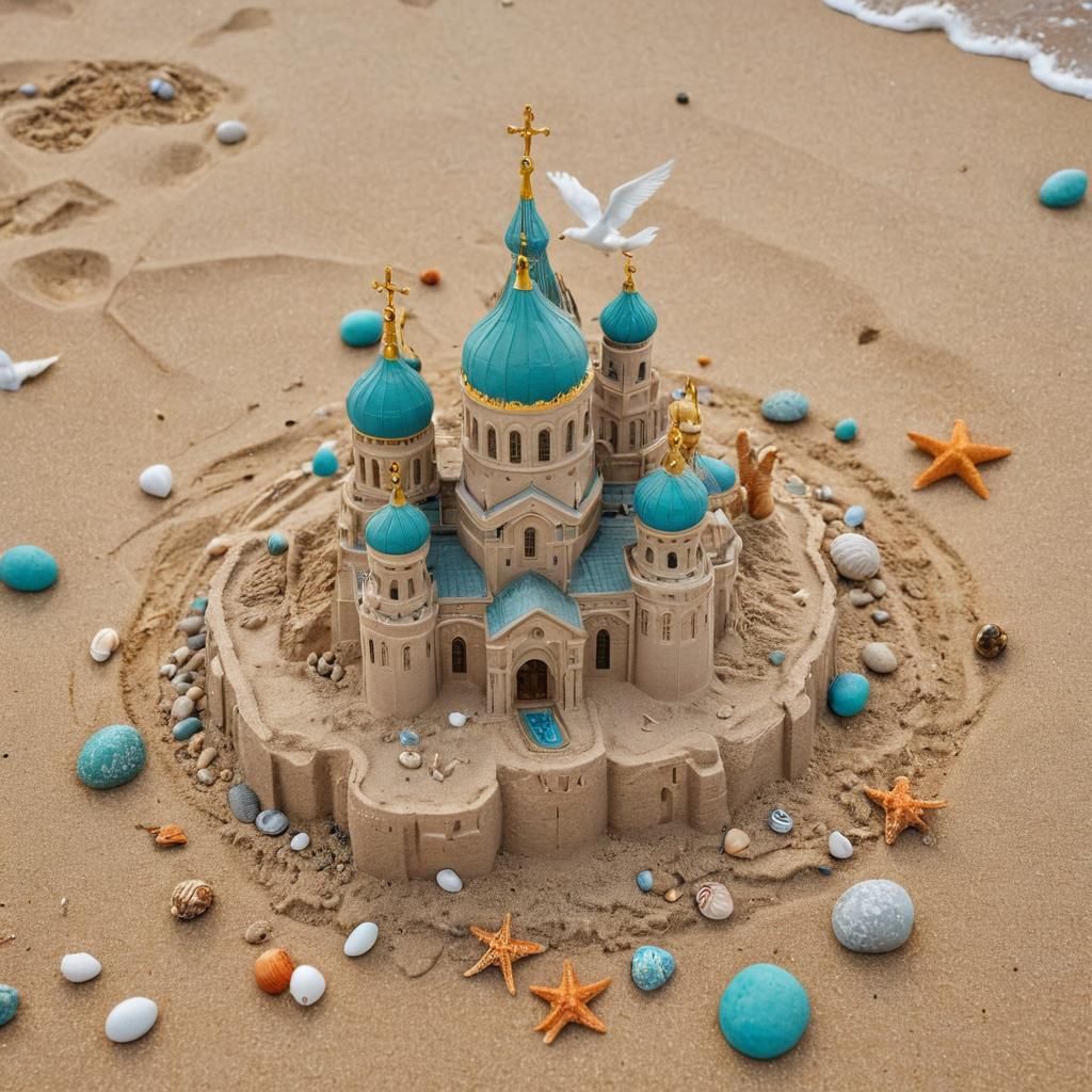 Moscow Cathedral Sandcastle at Golden Hour