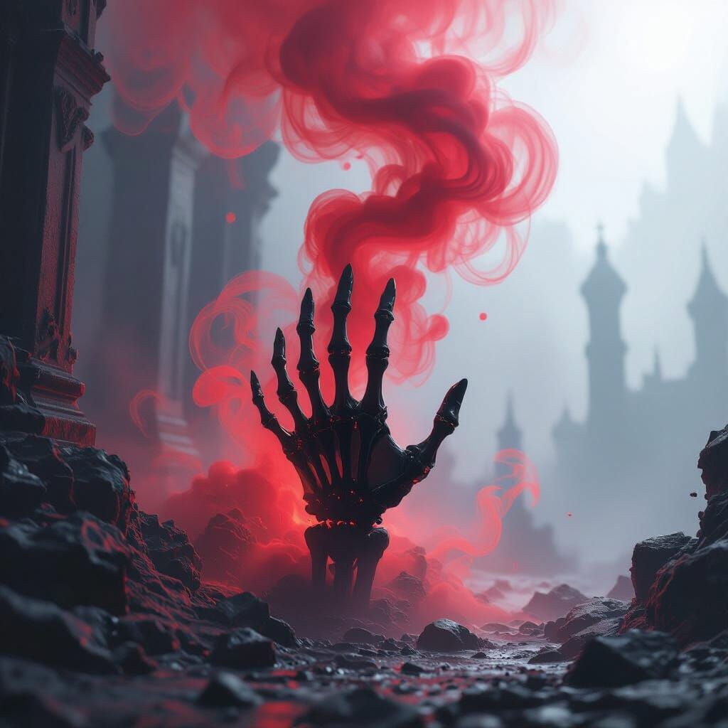 Gothic Horror Death Scene With Crimson Mist