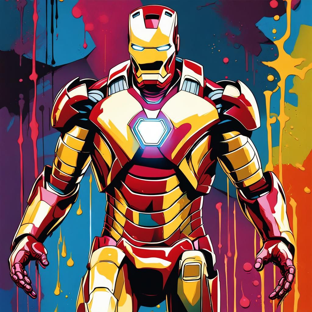 Iron Man Gold Beam Graffiti Art