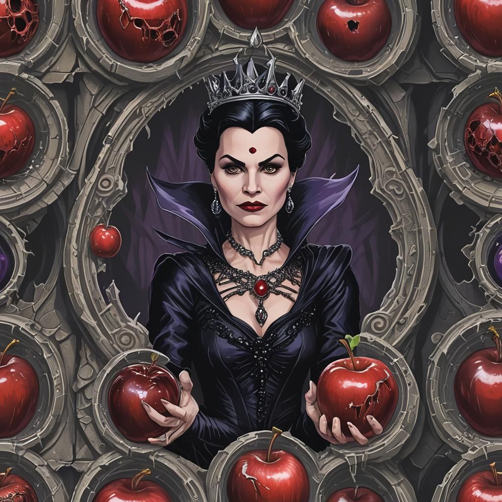 The Evil Queen trapped inside a poisoned crystal apple.