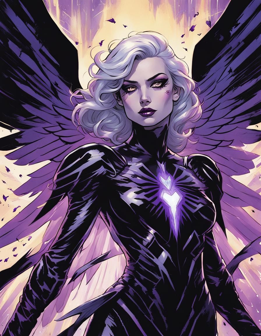Archangel Woman with Wings in Marvel Comics Style