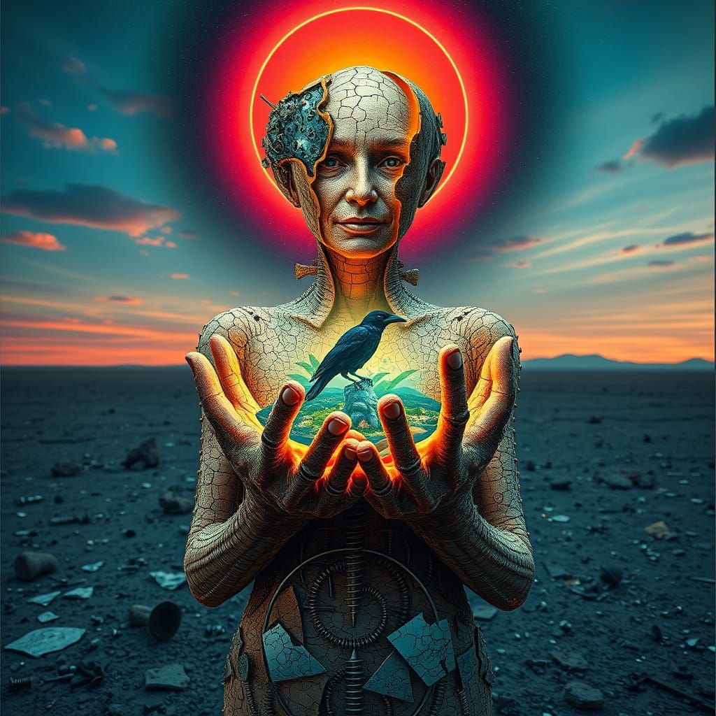 Surreal Alchemical Figure with Screw Oasis