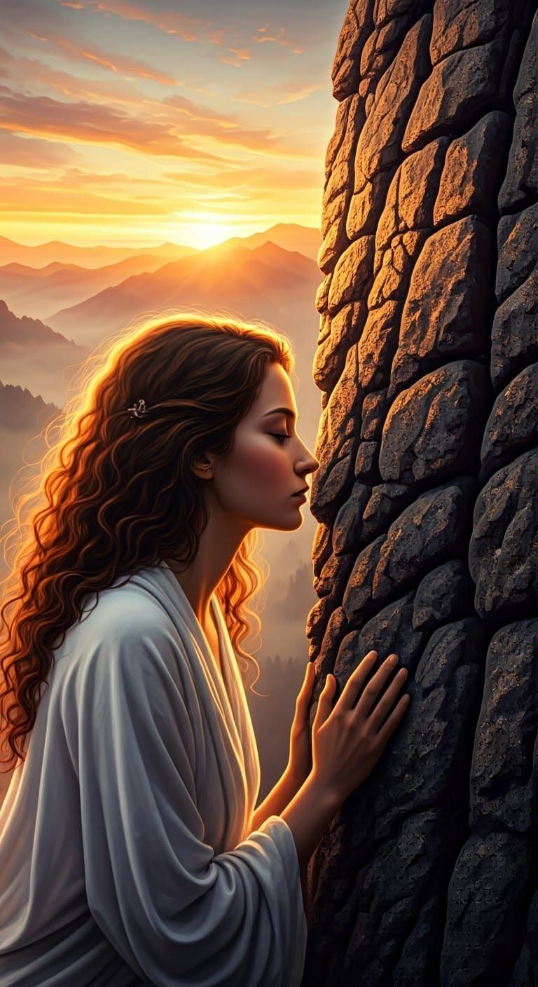 Ethereal Mountain Embrace in Dreamy Surrealist Style