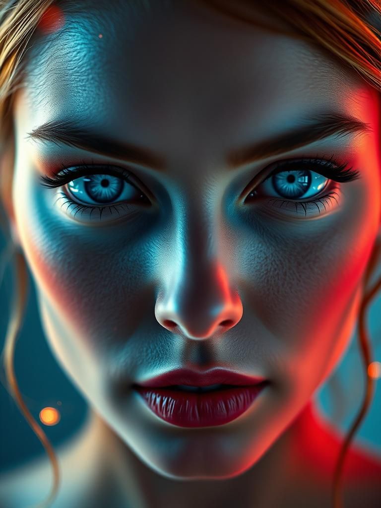 Enchanting Portrait with Blue Eyes in Pastel Tones