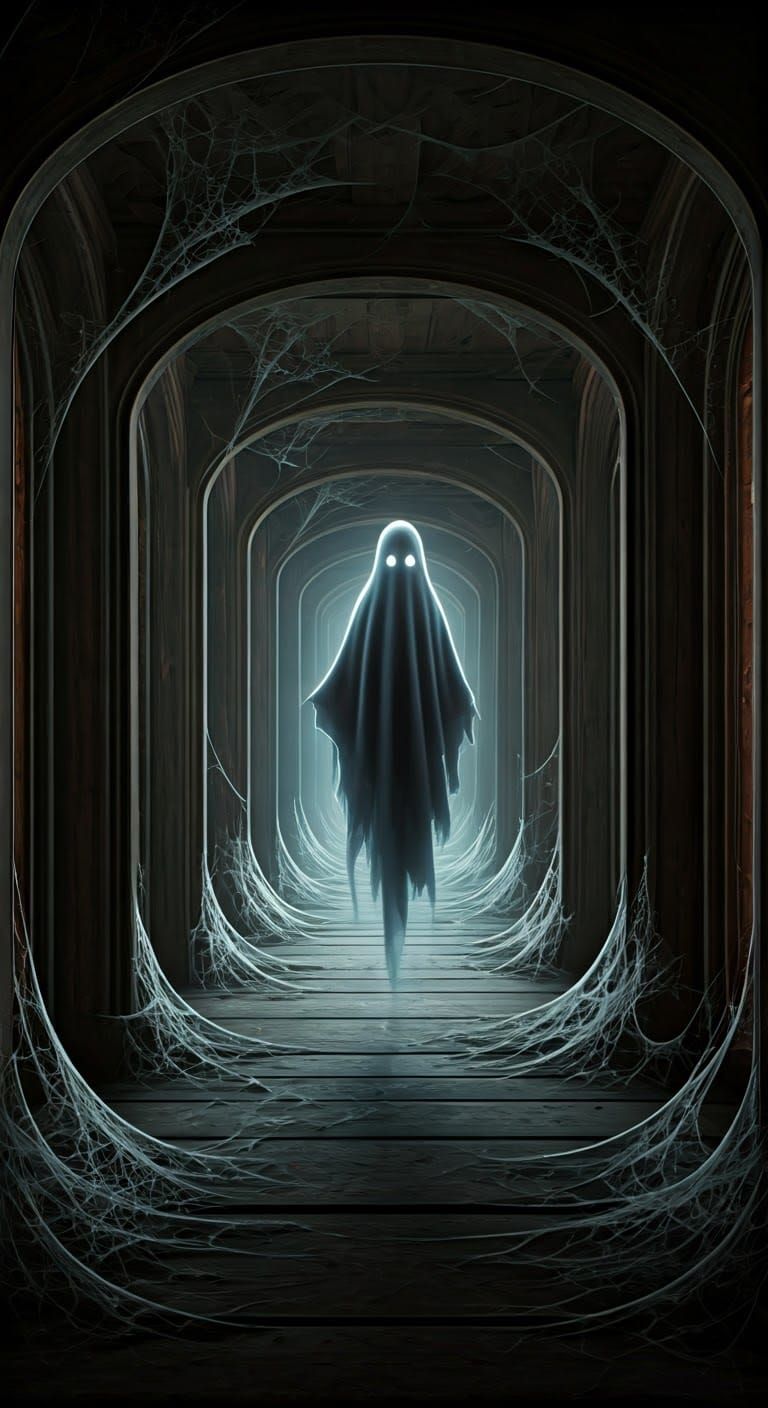 Ethereal Ghost in a Haunted Mansion