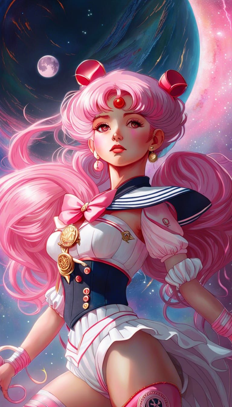 Photorealistic Sailor Chibiusa Portrait in Digital Art Style
