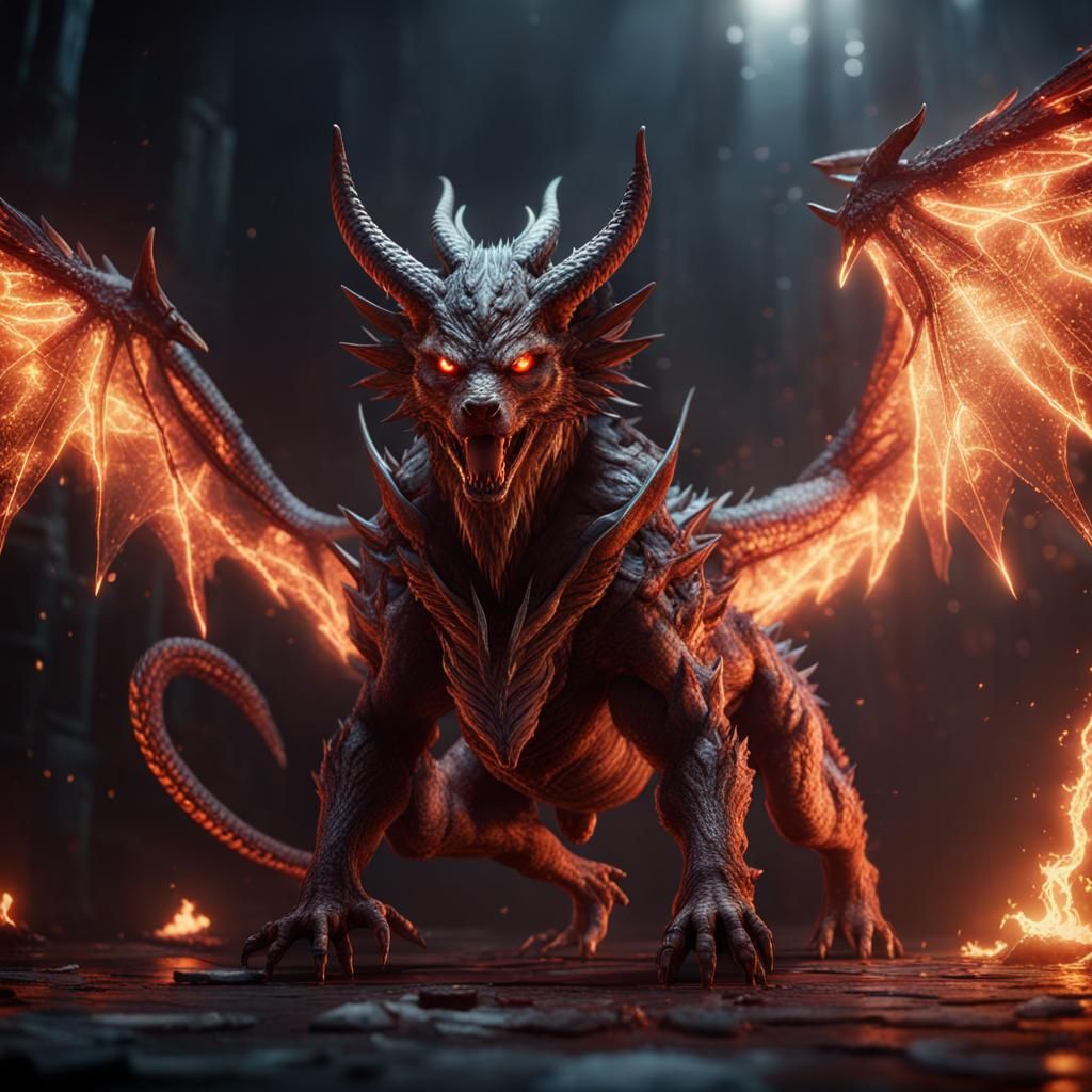 Devil Angel Dragon Wolf Hybrid in 3D
