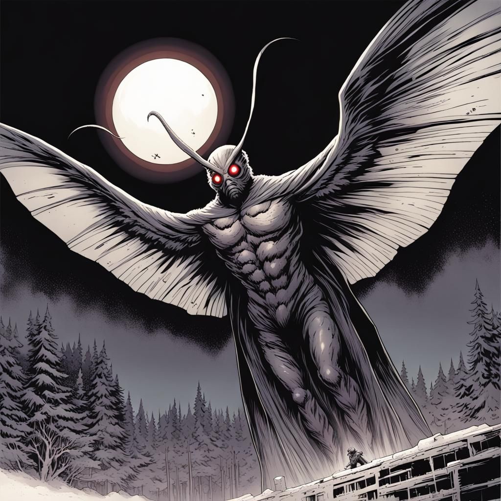 Mothman Comic Book Art Illustration