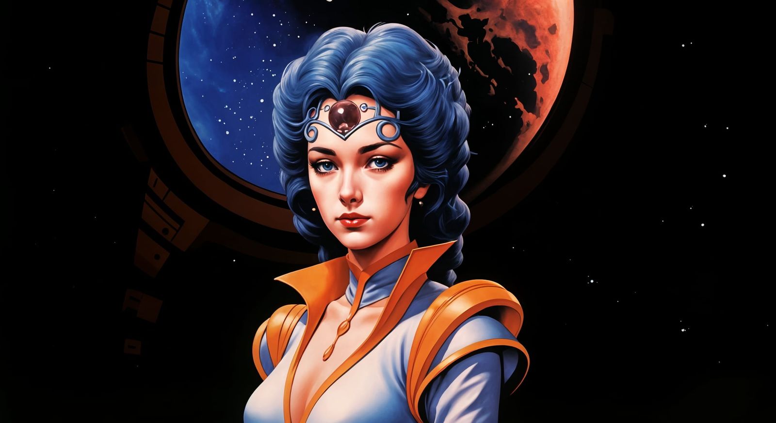 Baroque Space Enchantress in 80s Anime Style