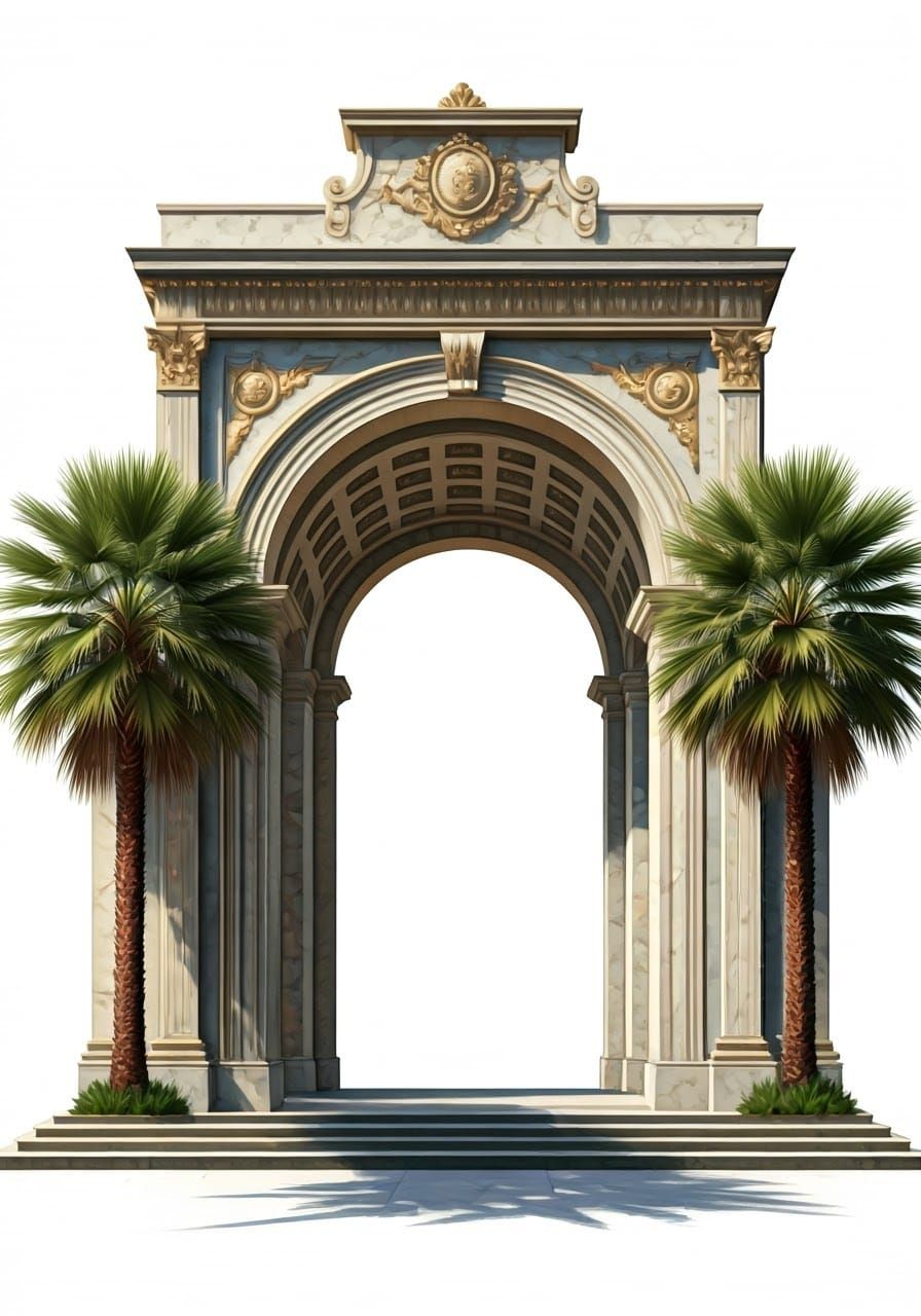 Luxurious Marble Arch in Golden Hues