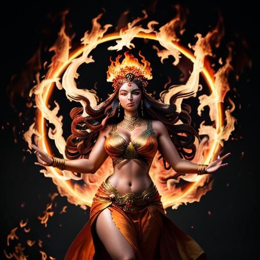 Goddess of Fire in Dancing Flames: Professional Photography