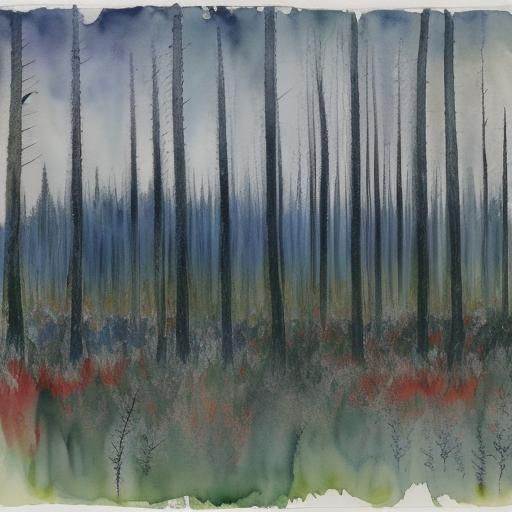 Magnetic Boreal Forest in Watercolour Style
