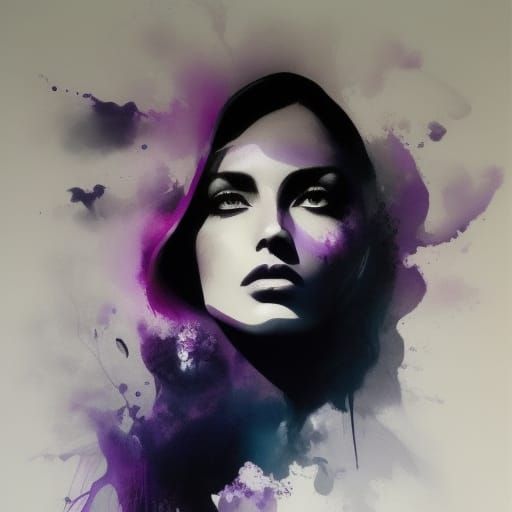 Purple and White Female Face by Andreas Lie