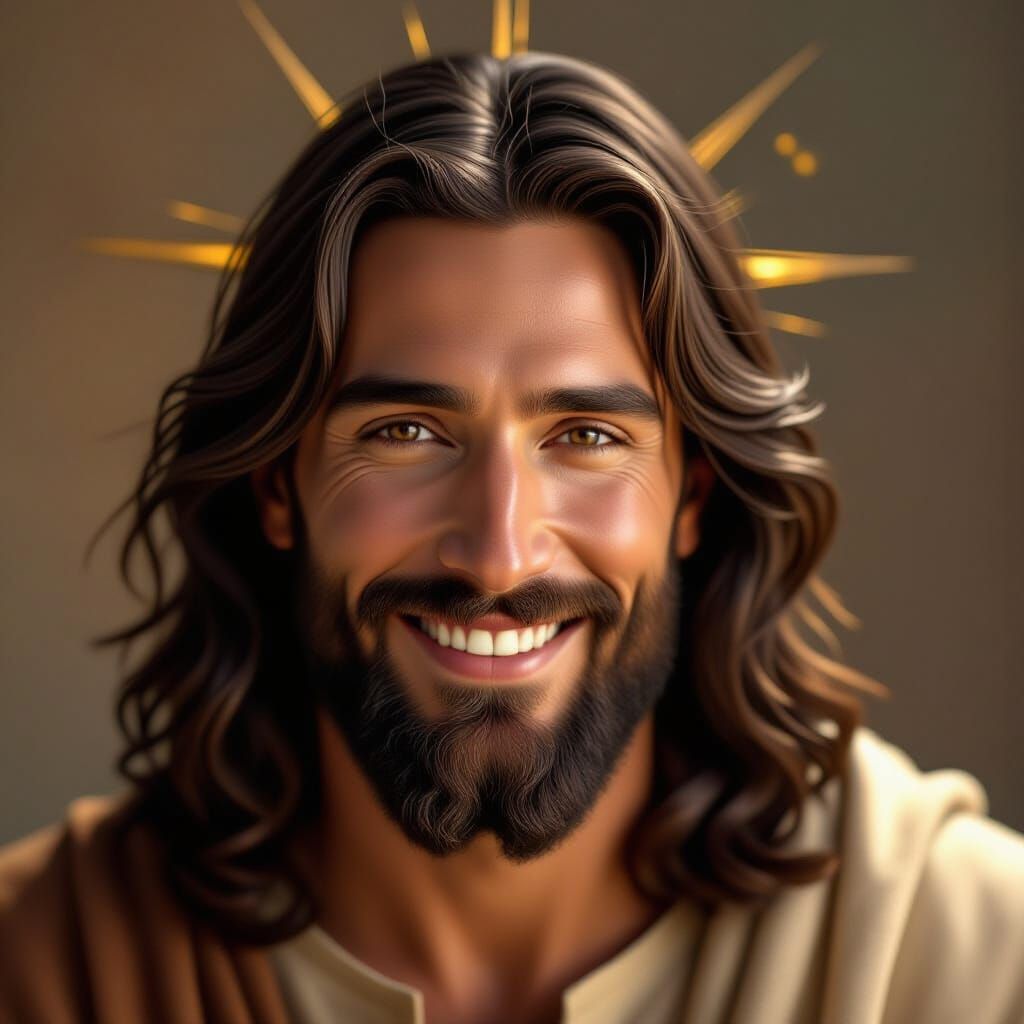 Close-Up Portrait of Jesus in Cinematic Digital Painting Sty...