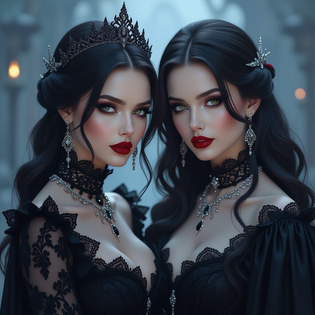 Gothic Vampire Portrait with Elaborate Attire
