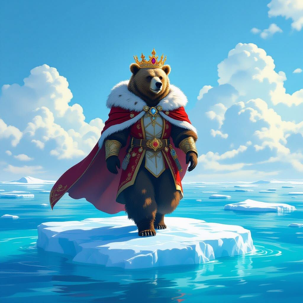 Regal Bear on Iceberg in Azure Sea
