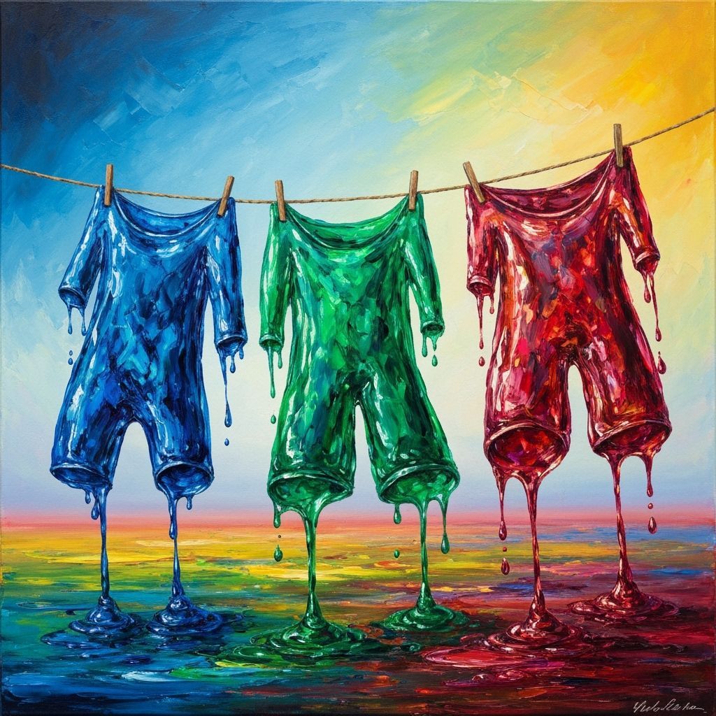 Whimsical Liquid Clothes on Abstract Washing Line