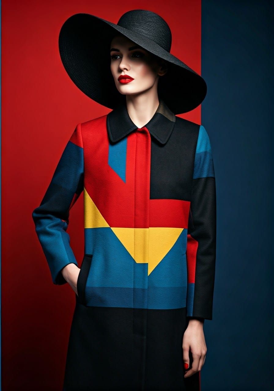 Geometric Elegance in a Modern Coat