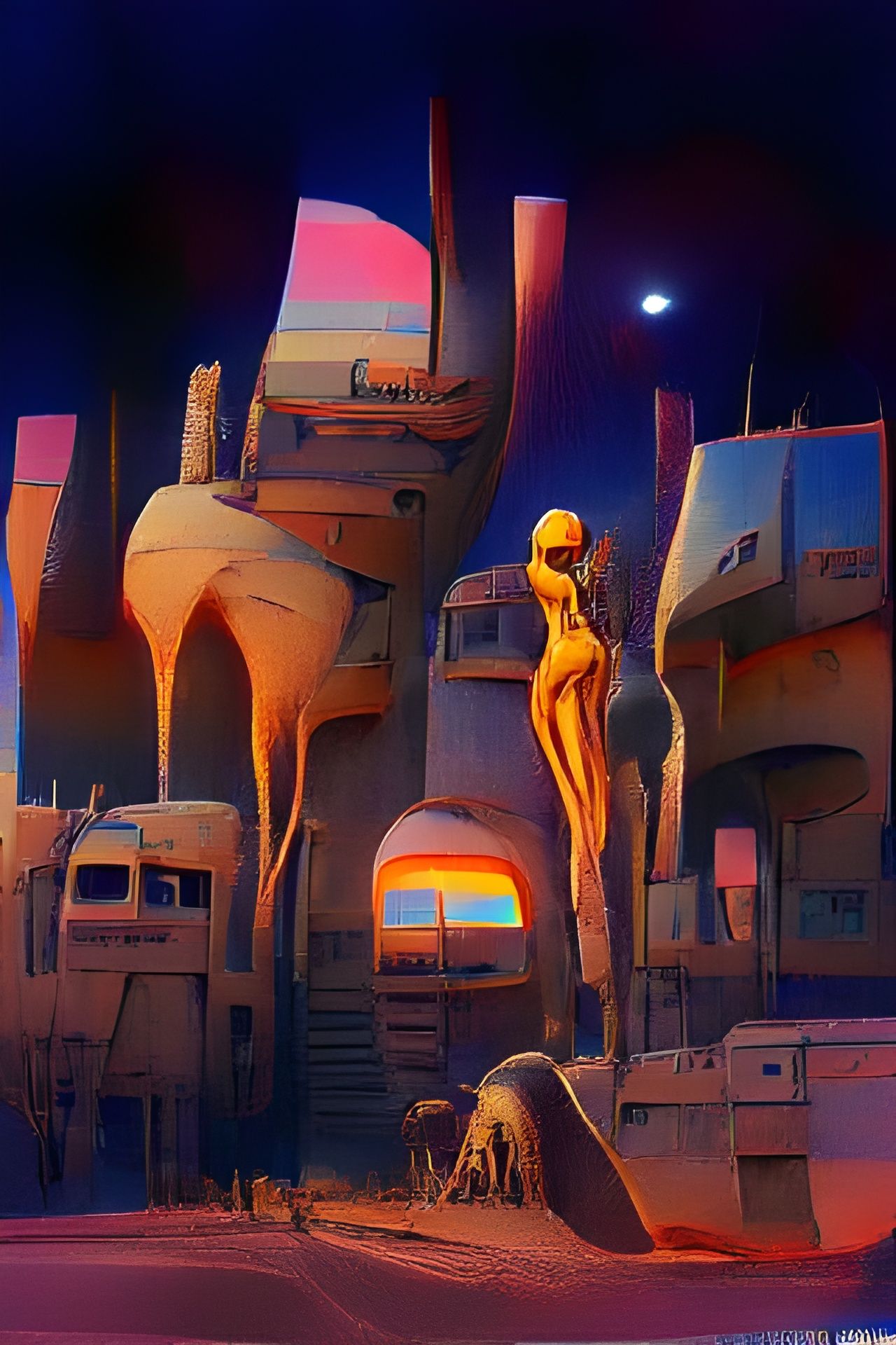 Futuristic Tatooine Settlement in Post-Apocalyptic Desert