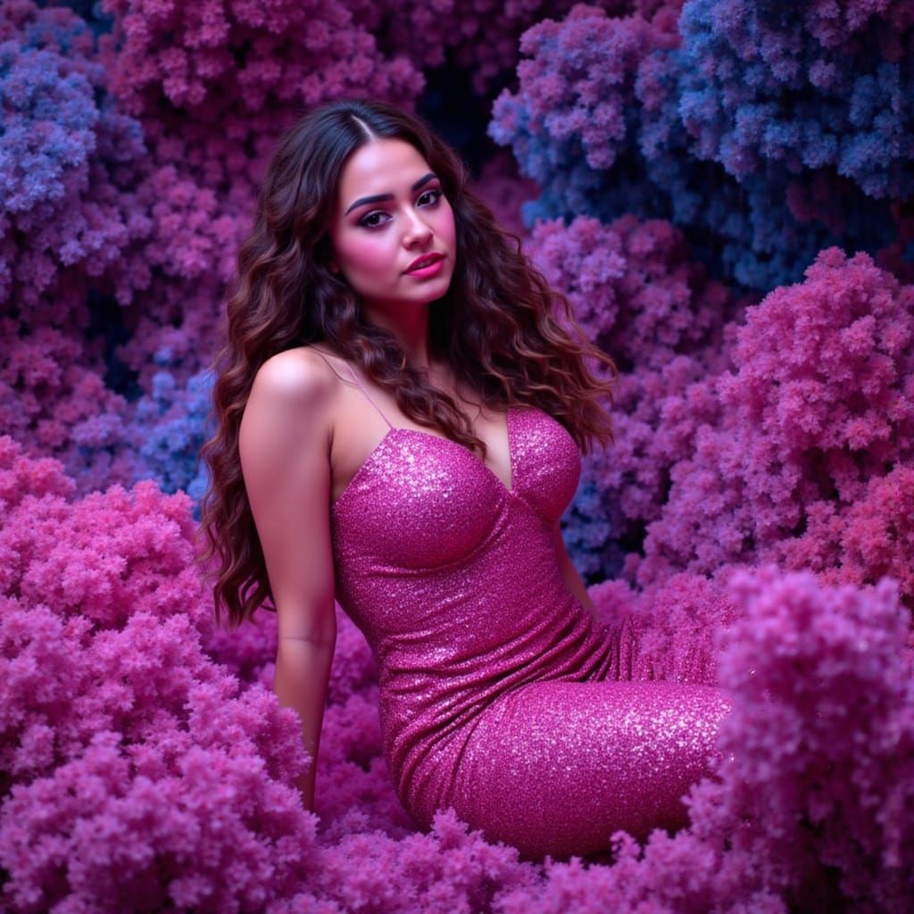 Dreamlike Woman in Surreal 3D Environment