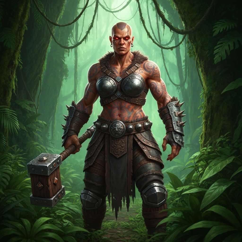 Female Goliath Fighter with Tattoos and Piercings