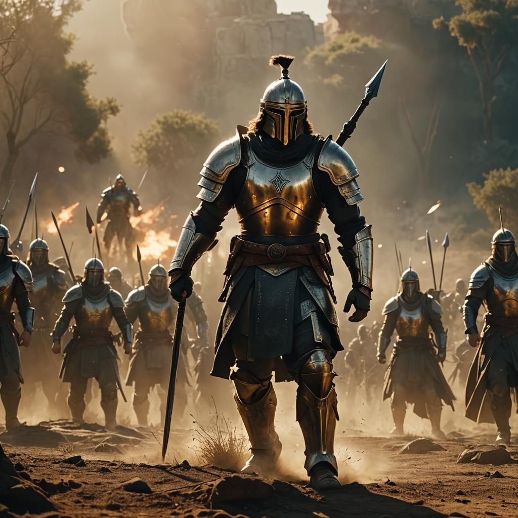 Giant Warrior Dominates Battlefield in Cinematic Still