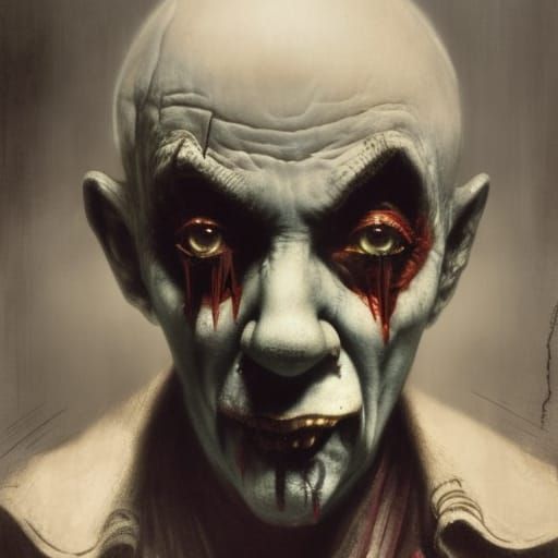 Sad Clown in Gothic Horror Style