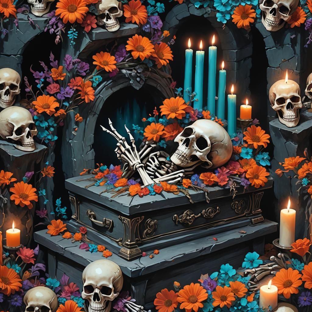 Skeletal Hand Emerges in Dark Fantasy Art