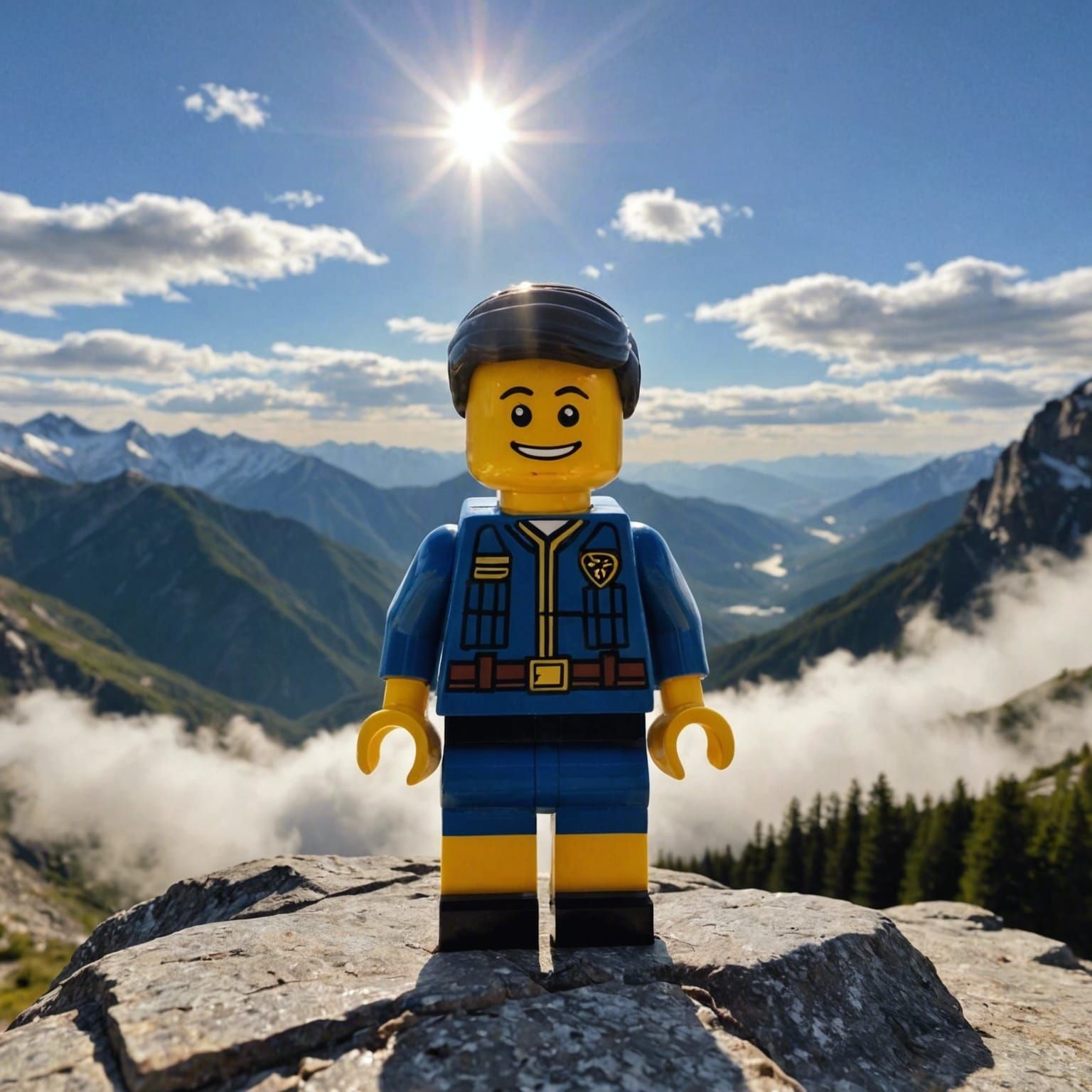 Lego Hiker in Mountain Landscape