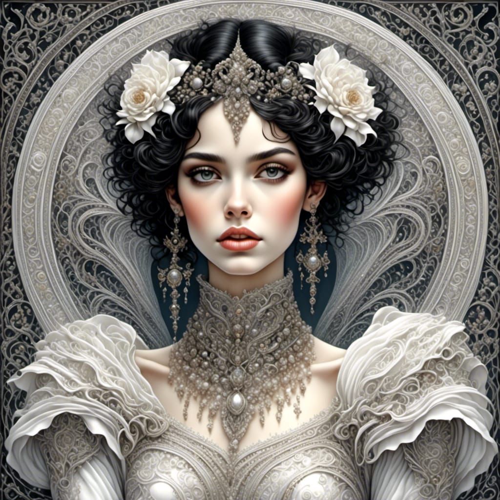 Beautiful Gothic Spanish Girl in Noble Costume