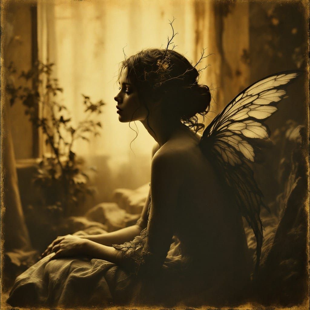 Ethereal Woman in Sepia Haze